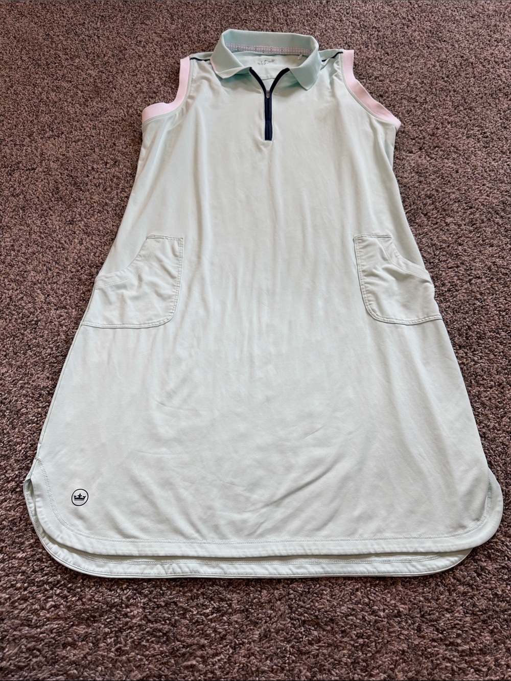 Peter Millar Mint Green Golf Polo Dress with white trim Size L